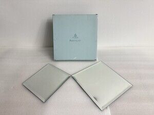 PartyLite P7035 Mirrored Square Coaster Set Beveled Edge - New Open Box